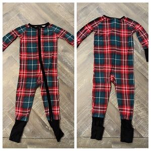 Little Sleepies Fireside Plaid Zippy, 6-12 months, EUC